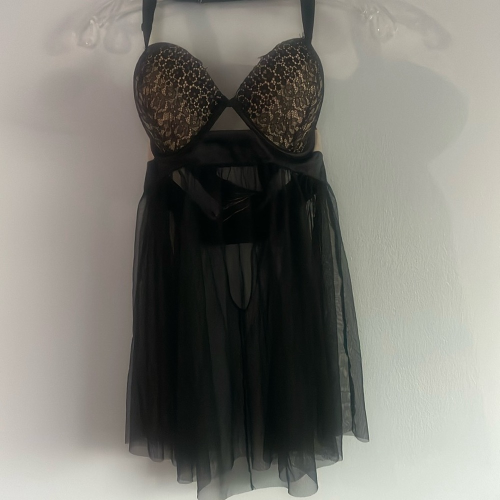 Victorias Secret Eyelash‎ Lace Babydoll Bra Size 34DD